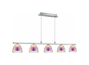 4059157340633 - Etc-shop - Hängeleuchte 5 Flammig Pendelleuchte Esstisch Hängelampe multicolor Glas Stahl Chrom 5x G9 Fassungen LxH 91 x 120 cm