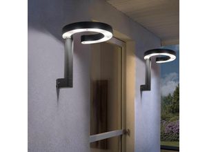 4059157340671 - Wandleuchte Aussen led Wandlampe Aluminium Kunststoff Leuchten Aussen satiniert grau Ring-Design 1x led 6W 280Lm warmweiß HxBxT 20x22x225 cm 2er