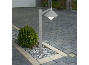 4059157341012 - Außenstehleuchte grau Gartenleuchte Laterne Sockelleuchte Wegeleuchte Metall Glas 1x E27 BxH 26x95 cm