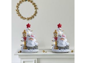 4059157341678 - LED Weihnachtsdeko Batterie Weihnachtsfiguren beleuchtet Fenster Weihnachtsmann mit Baum LxBxH 145x12x22 cm 2er Set