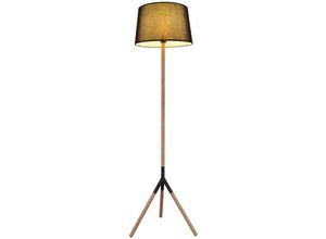 4059157342040 - Etc-shop - Stehlampe Standleuchte Wohnzimmerleuchte Metall Holz Schwarz h 160 cm Dreibein