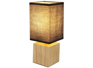 4059157342811 - Tischleuchte Beistelllampe Schlafzimmerleuchte Holz Textil Schwarz H 30 cm