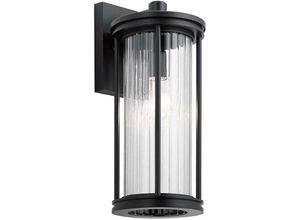 4059157345249 - Etc-shop - Außenleuchte Wandlaterne Wandlampe schwarz Alu Stahl Glas klar E27 Balkon Hof