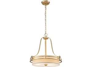 4059157346642 - Hängeleuchte Pendelleuchte Esszimmerlampe Glas Stahl Messing creme 4-Flammig