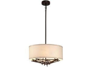 4059157347038 - Hängeleuchte Esszimmerlampe Pendelleuchte Leinen Stahl bronze E27 3-Flammig
