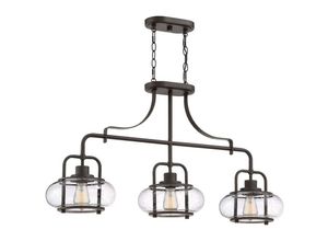 4059157347465 - Hängeleuchte Esszimmerleuchte Pendelleuchte bronze Stahl klar Glas 3-Flammig