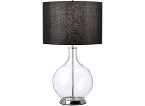 4059157347571 - Nachttischleuchte Tischlampe Beistellleuchte Glas klar E27 Textil schwarz nickel