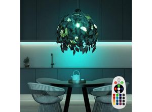 4059157348141 - Hängeleuchte Fernbedienung dimmbar Wohnzimmerleuchte Hängelampe Farbwechsel Blätter Lampe schwarz gold Metall 1x rgb led 85W 806Lm warmweiß DxH