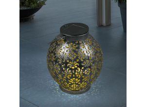 4059157348158 - Solar Kugel antik Solarkugel Metall für Garten Kugelsolarleuchten für Außen mit orientalischem Lichteffekt in silber zum stellen stecken LED DxH