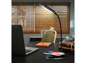 4059157348219 - Tischlampe Tischleuchte Schreibtischlampe Wireless Charger verstellbar dimmbar cct Alu schwarz led 4 w 400 lm 3000-6500 k LxBxH 143x127x31cm