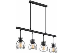 4059157348448 - Etc-shop - Hängeleuchte Industrial schwarz Hängelampe Vintage Pendelleuchte Hängelampe Esstisch Metall Käfig Schirme 4x led 7W 806Lm warmweiß l 77