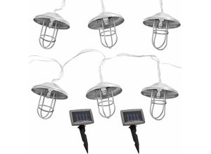 4059157348790 - Etc-shop - led Solar Lichterkette Aussen Solarlampe Garten Dekoration Landhaus Stil Akku Erdspieß silber 6x led warmweiß DxL 6x200 cm 2er Set