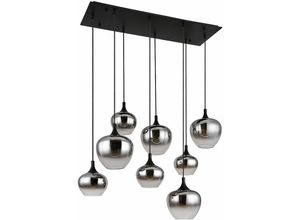 4059157349315 - Hängeleuchte Pendellampe Wohnzimmer Pendelleuchte Wohnzimmer Esstischleuchte rauch Glasschirm Metall schwarz Fassungen 8x E27 LxBxH 105x45x120 cm