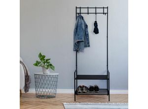 4059157349407 - Garderobe mit Schuhschrank schwarz Jackenständer Metall Dogstation Garderobe Leinenparkplatz Hund 4x Kleiderhaken Ablage mdf freistehend h 1685 4059157349407 - Garderobe mit Schuhschrank schwarz Jackenständer Metall Dogstation Garderobe Leinenparkplatz Hund 4x Kleiderhaken Ablage mdf freistehend h 1685
