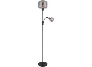 4059157349889 - Stehlampe Stehleuchte Wohnzimmerlampe Lesespot Metall Schwarz Glas rauchfarben