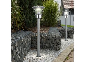 4059157350298 - Stehleuchte Außenleuchte Terrassenlampe Gartenbeleuchtung Laterne Stehlampe Metall Edelstahl gebürstet silber E27 Fassung LxBxH 22x22x80 cm 2er