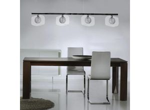 4059157351479 - Etc-shop - Hängeleuchte Pendellampe Pendelleuchte Esszimmerlampe Wohnzimmer 4 flammig Metall chrom Glas klar 4x G9 Fassungen LxH 99x140cm