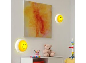 4059157351561 - Etc-shop - Kinderzimmerleuchte Wandlampe Wandleuchte Kinderzimmerlampe Kinderlampe Smiley Tageslicht Druckschalter gelb klar 1x led 6500K DxT