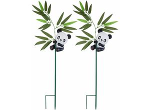 4059157351615 - Etc-shop - Außen Solarleuchte Panda Dekoleuchte Solarlampe Aussen Außenleuchte Steckleuchte Tierfigur Akku 1x led warmweiß h 70 cm 2er Set