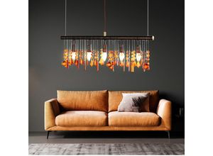 4059157351967 - Etc-shop - Pendelleuchte Hängelampe Kristalle braun Hängeleuchte Esstischleuchte Bernstein-Farben Metall 5x E14 Fassung LxBxH 80x98x150 cm