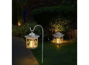 4059157352162 - Solarleuchte Außenlampe Steckleuchte Lampe Laterne Wegeleuchte Garten IP44 Akku Glas weiß klar goldfarben led warmweiß LxBxH 21x143x31cm