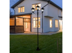 4059157352322 - Etc-shop - Gartenlaterne groß für draußen Kandelaber 3 flammig Außen Solar Außenlaterne stehend Outdoor schwarz Eisen Alu led warmweiß h 194 cm