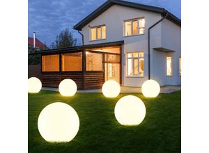 4059157353381 - Etc-shop - Solarleuchte Kugel Garten led Gartendeko Solarkugel für Außen 20 cm Kugelleuchte Solar Leuchtdauer ca 6-8 Stunden h 62 cm 6er Set