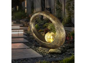 4059157354098 - Etc-shop - Gartendeko Solarlampe für Außen Deko Garten Tisch Solarleuchte für Balkon Ringform Glaskugel Gold led warmweiß LxH 325x32 cm