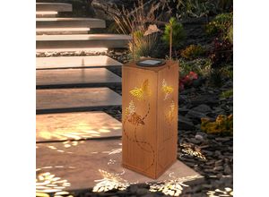 4059157354272 - Etc-shop - Solarleuchte Gartendeko Laterne rost Gartenleuchte Außenlampe Schmetterling Dekorstanzungen Metall led LxH 102 x 26 cm