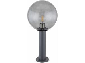 4059157354517 - Sockelleuchte Aluminium Wegleuchte Außenlampe anthrazitGartenlampe Stehleuchte rauchfarben IP44 Spritzwasserfest Glaskugel 1x E27 Fassung DxH