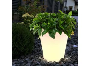 4059157354579 - Solarleuchte Blumentopf Außen Solar Blumentopf Farbwechsel Pflanztopf Aussen Solarlampe Akku Schalter 4x rgb led warmweiß DxH 27x29 cm