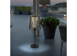 4059157354678 - Etc-shop - led Solar Tischleuchte Garten Solartischlampe für Außen Balkon Solar Tischlampe Metall schwarz Lichteffekt 1x led 3000K DxH 18x50cm