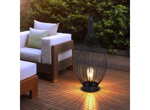 4059157354739 - Solarleuchte Stehlampe Beistellleuchte Außenleuchte Terrassenlampe Balkon IP44 Akku Metallstäbe gebogen schwarz amber 1x led warmweiß DxH 25x57 cm