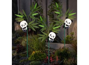 4059157355002 - Etc-shop - Außen Solarleuchte Panda Dekoleuchte Solarlampe Aussen Außenleuchte Steckleuchte Tierfigur Akku 1x led warmweiß h 70 cm 3er Set