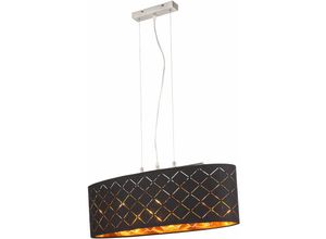 4059157355064 - Deckenleuchte Lampe Wohnzimmer hängend schwarz gold Wohnzimmer Hängelampe 3 Flammig Metall Textil 3x led 7W 806Lm 2700K LxBxH 65x25x140 cm