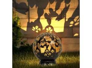 4059157355378 - Etc-shop - Solarlampen für Außen Balkon Deko Gartendeko Metall Solarleuchte Outdoor Schmetterling Blumen Design schwarz led DxH 20 x 225 cm