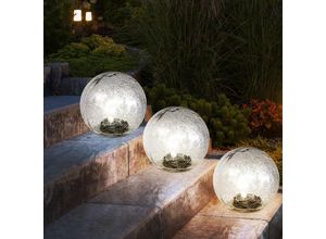 4059157355446 - Etc-shop - Außenleuchte Kugellampe Solarleuchte 10-flammig led Lichterkette Terrassenlampe Gartenleuchte Crackle Glas 10x led DxH 15x15 cm