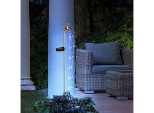 4059157355484 - Solar Wasserhahn Deko Garten Wasserhahn mit Licht Außen Solar Gartenstecker für Außen Feuereffekt Metall gold 60x led warmweiß LxBxH 11x6x80 cm