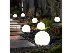 4059157355712 - Etc-shop - Kugelleuchte Solar 10 cm Solarleuchte Kugel Garten led Gartendeko Solarkugel für Außen klein Leuchtdauer ca 6-8 Stunden h 38 cm 7er Set