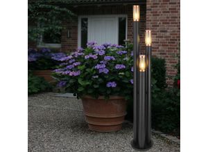 4059157355910 - Etc-shop - Standleuchte Wegeleuchten Außen Edelstahl Außenlampe Gartenleuchte schwarz Kupfer rauchfarben 3 Flammig E27 DxH 28 x 170 cm