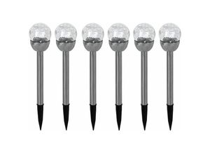 4059157355996 - Solarleuchte Außenlampe Kugelleuchte Gartenlampe in Bruchglas-Optik Wegelampe integrierter Akku Edelstahl silber led DxH 6x245cm 6er Set