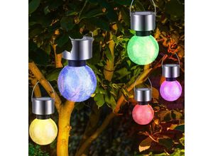 4059157356832 - Solarlampe Gartendeko Farbwechsel Außenlampe LED Hängeleuchte Kugel Crackle Design Leuchtdauer 6-8 Stunden DxH 65x157 cm 5er