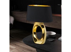 4059157356863 - Etc-shop - Tischleuchte Nachttischleuchte Tischlampe schwarz gold Schreibttischleuchte Keramik Textil 1x E27 DxH 38 x 52 cm 4059157356863 - Etc-shop - Tischleuchte Nachttischleuchte Tischlampe schwarz gold Schreibttischleuchte Keramik Textil 1x E27 DxH 38 x 52 cm