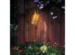 4059157356955 - Solar Steckleuchte Gießkanne Außen Gartenlampe im Gießkannen Design Stecklampe gold 36x LED warmweiß LxBxH 26x126x85 cm