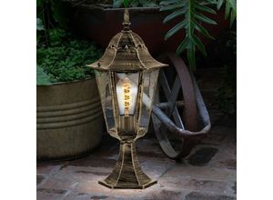 4059157357457 - Etc-shop - Sockelleuchte Laterne schwarz Außenstehleuchte Stehlampe antik Gartenleuchte Aussen Alu bronze 1x E27 DxH 235 x 49 cm