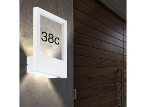 4059157359017 - Etc-shop - Außenleuchte Wandlampe Fassadenleuchte Beleuchtung mit Hausnummer Up&Down Strahler Aluminium Glas weiß E27 Fassung LxBxH 25x95x335