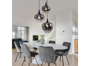 4059157359031 - Etc-shop - Hängeleuchte Pendellampe Wohnzimmer Pendelleuchte Esstischleuchte rauch Glasschirm Metall schwarz Fassungen 3x E27 DxH 48x120 cm