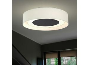 4059157359390 - Etc-shop - led Deckenleuchte Deckenleuchten Wohnzimmer Deckenlampe in runder Form weiß Stoffschirm beige schwarz 1x led 16W 710Lm warmweiß d 45 cm