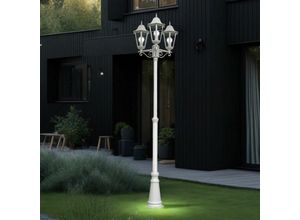 4059157359468 - Etc-shop - Stehlampe Alu Standleuchte Kandelaber Gartenleuchte Terrasse Wegeleuchte Glas klar weiß Außenlampe Druckguss 3x E27 Fassung l x b x h