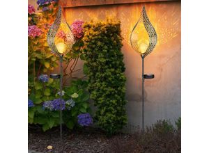 4059157363663 - Etc-shop - Solarleuchte Steckleuchte Flamme Garten Stecklampe Solar Garten Deko für Außen mit Erdspieß und Lichteffekt 1x led warmweiß h 90 cm 2er